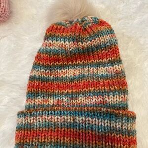 Striped Knitted PomPom Hat